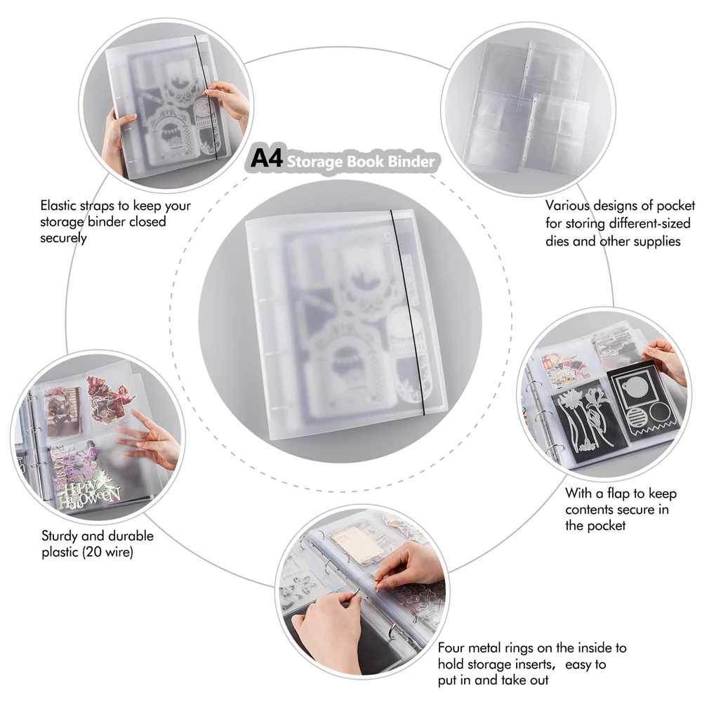 A4 Die and Stamp Storage Folder Book Cover/Magnet Sheets Page Protectors Pockets Inserts Organizer Great For Craft Supplies