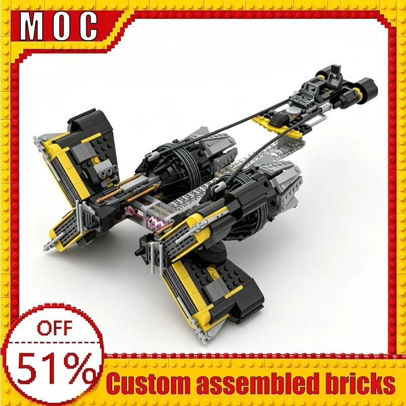 698PCS War Series Modify Warplane Podracer Racer Custom Building Blocks MOC Model Education Assembly Toy Display Christmas Gift