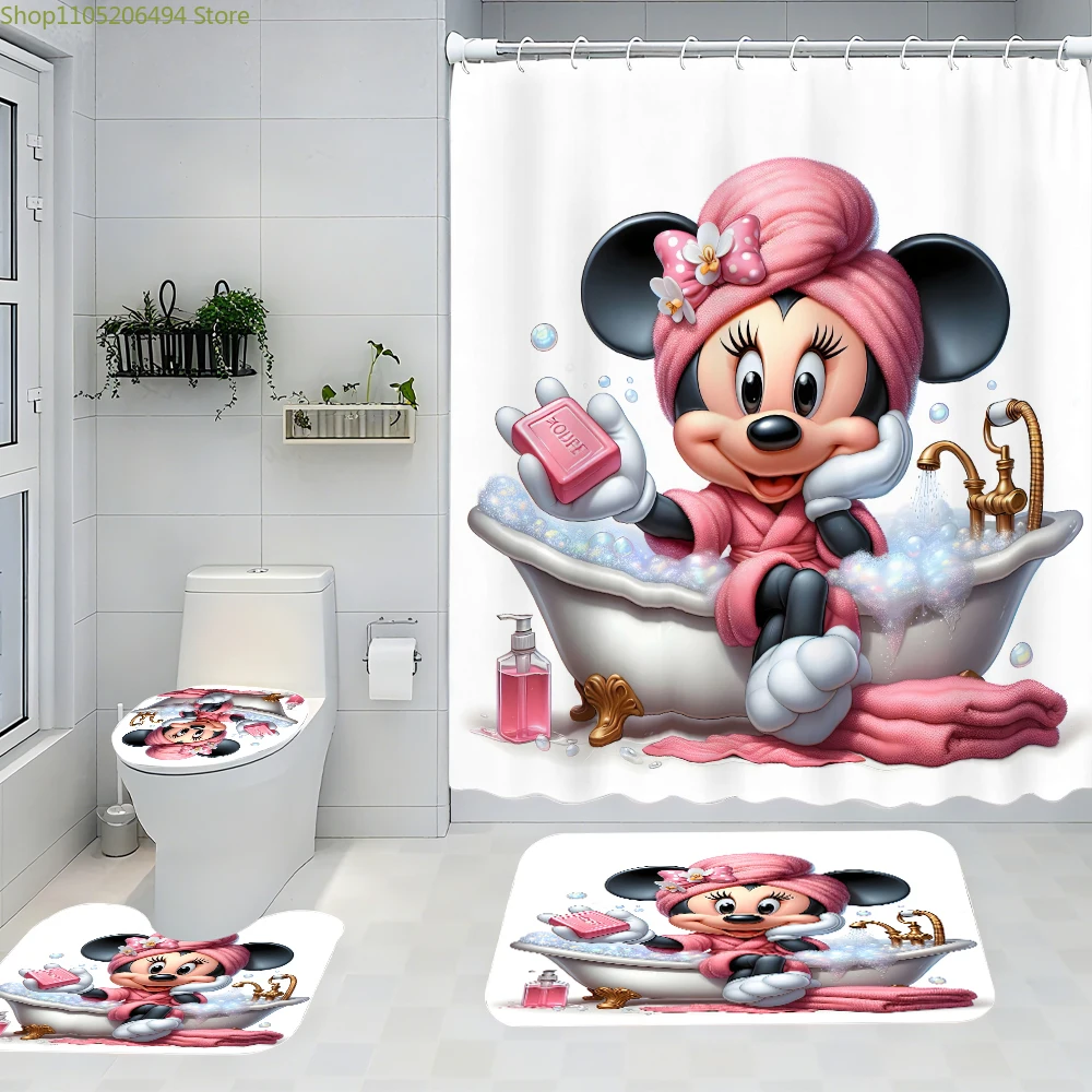

Набор из четырех предметов для ванной комнаты с Микки Маусом Disney — авангардная водонепроницаемая занавеска для душа, создающая полный комплект для ванной комнаты
