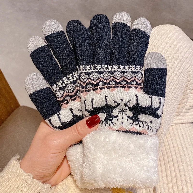 1 par de guantes para mujer, bonitos guantes Kawaii de ciervo japonés, guantes gruesos de felpa cálidos y cómodos de alta calidad para niña
