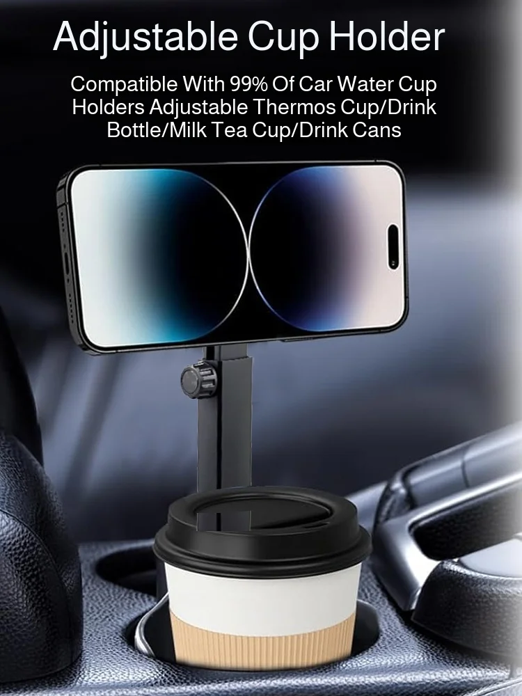Universeller magnetischer Handyhalter fürs Auto mit Getränkehalterfunktion, 2-in-1 vertikale horizontale Drehung – Detail 9