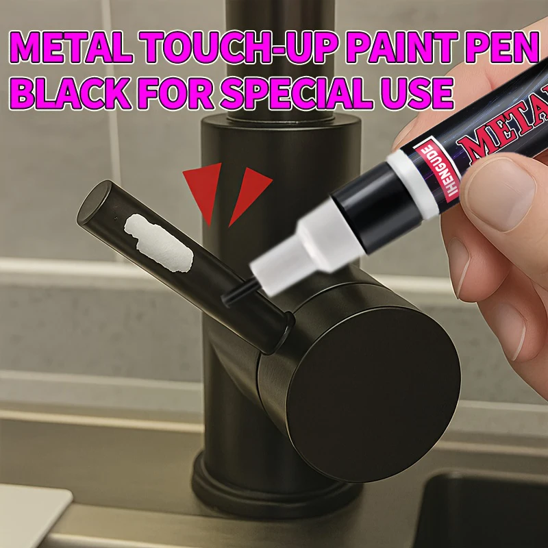 Image of Metall-Ausbesserungsstift – Kratzerreparatur für Armaturen-Oberflächen, Lackrestaurierung für Badezimmer und Küchen, Schwarz-, Weiß- und Grau-Ausbesserungsstifte, geeignet für Armaturen, Türgriffe,