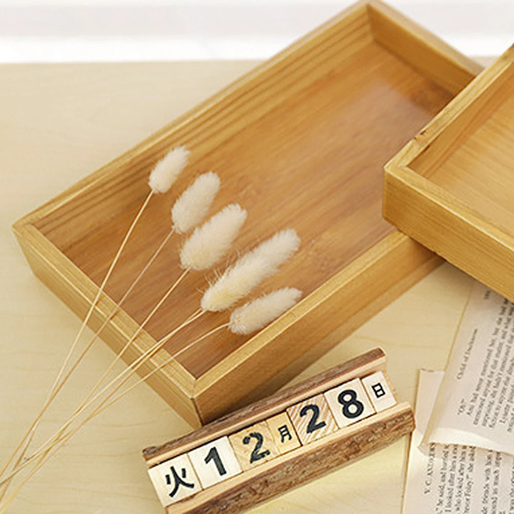 

Solid Wood Tea Tray Stainless Steel Serving Tufra Rendering Wooden Plates Glass Platter Service Decorative Retro