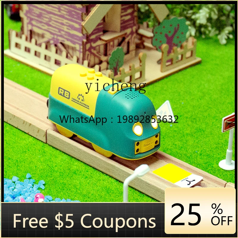 프로그래밍 소형 기차 장난감 자동차 소년 어린이 3-6세 아기 퍼즐 전기 철도차 세트