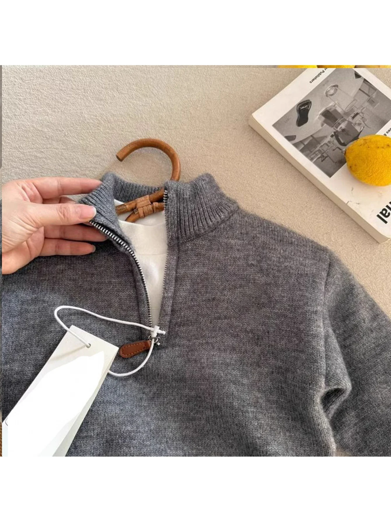 Kinderpullover für Mädchen, Fleece-gefüttert, Strickpullover mit Reißverschluss, Baby-Unterziehshirt für Jungen