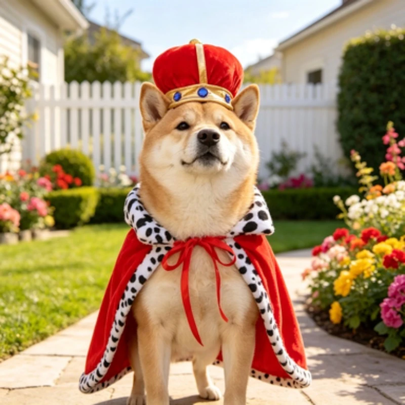 King Style Pet Cape Funny Transformation Outfit for Large Dogs Holiday Carnival Party Dress Up Decor