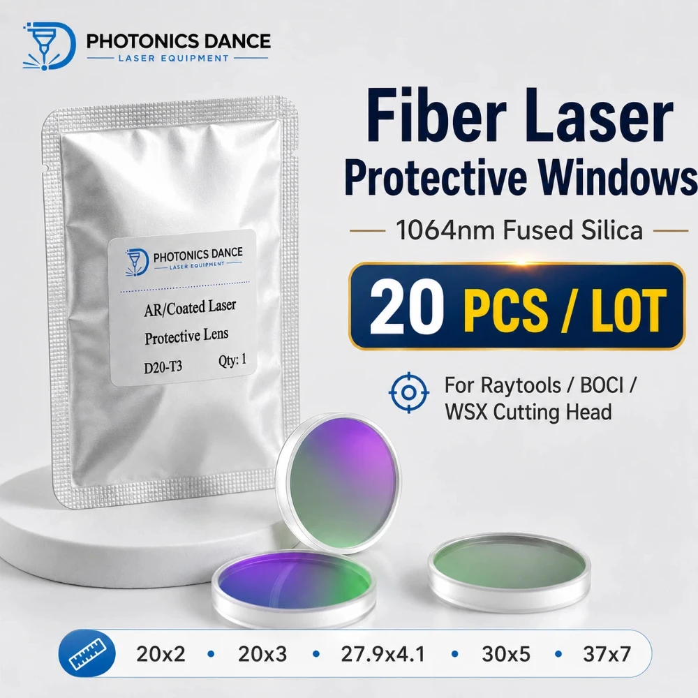 20PCS Laser Protective Windows Lens 1064nm Fused Silica 20x3 25x2 27.9x4.1 30x5 37x7 for Raytools BOCI WSX Laser Cutting Head