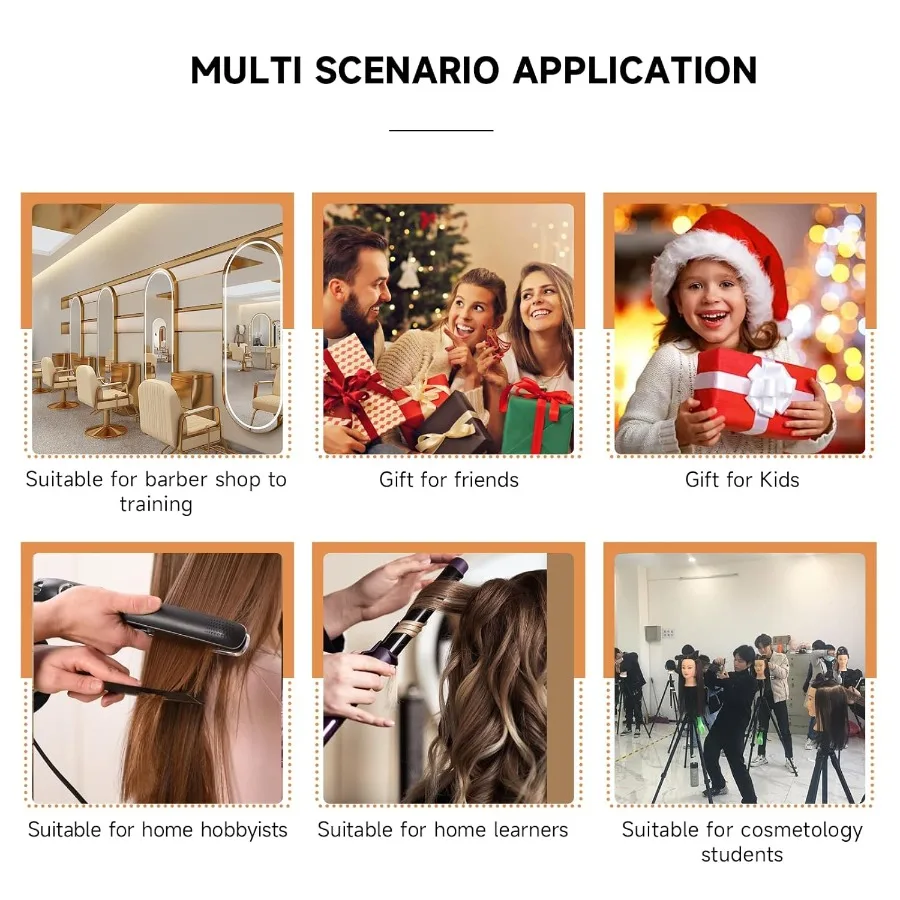 رأس عارضة أزياء احترافية مقاس 14 بوصة مع 100 شعر بشري حقيقي لتدريبات الصالونات وتضفير وتدريبات القطع مجانًا