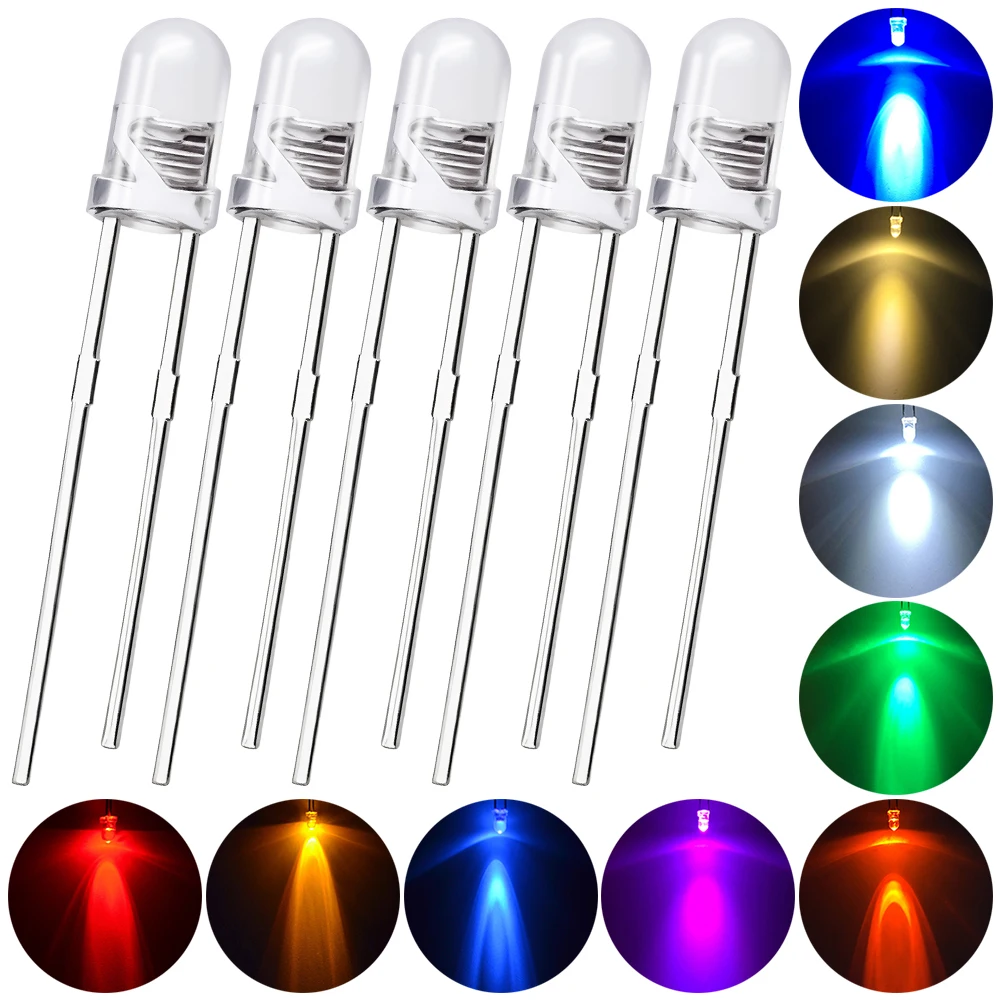 1000 peças f3 3mm redondo branco vermelho amarelo azul verde brilhante kit de variedade de diodo emissor de luz lâmpada led componente eletrônico