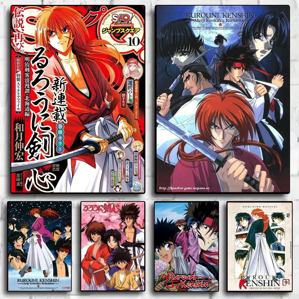 Anime R-Rurouni Kenshin Poster Decorative Wall Sticker Mural Photo Print for Bedroom Living Room Hallway Home Decor Gift