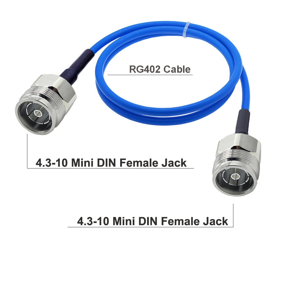 BEVOTOP RG402 Cable 4.3-10 Mini DIN Female to Female Jack Semi-Flexible Blue RG141 50Ohm RF Coaxial Pigtail Extension Jumper