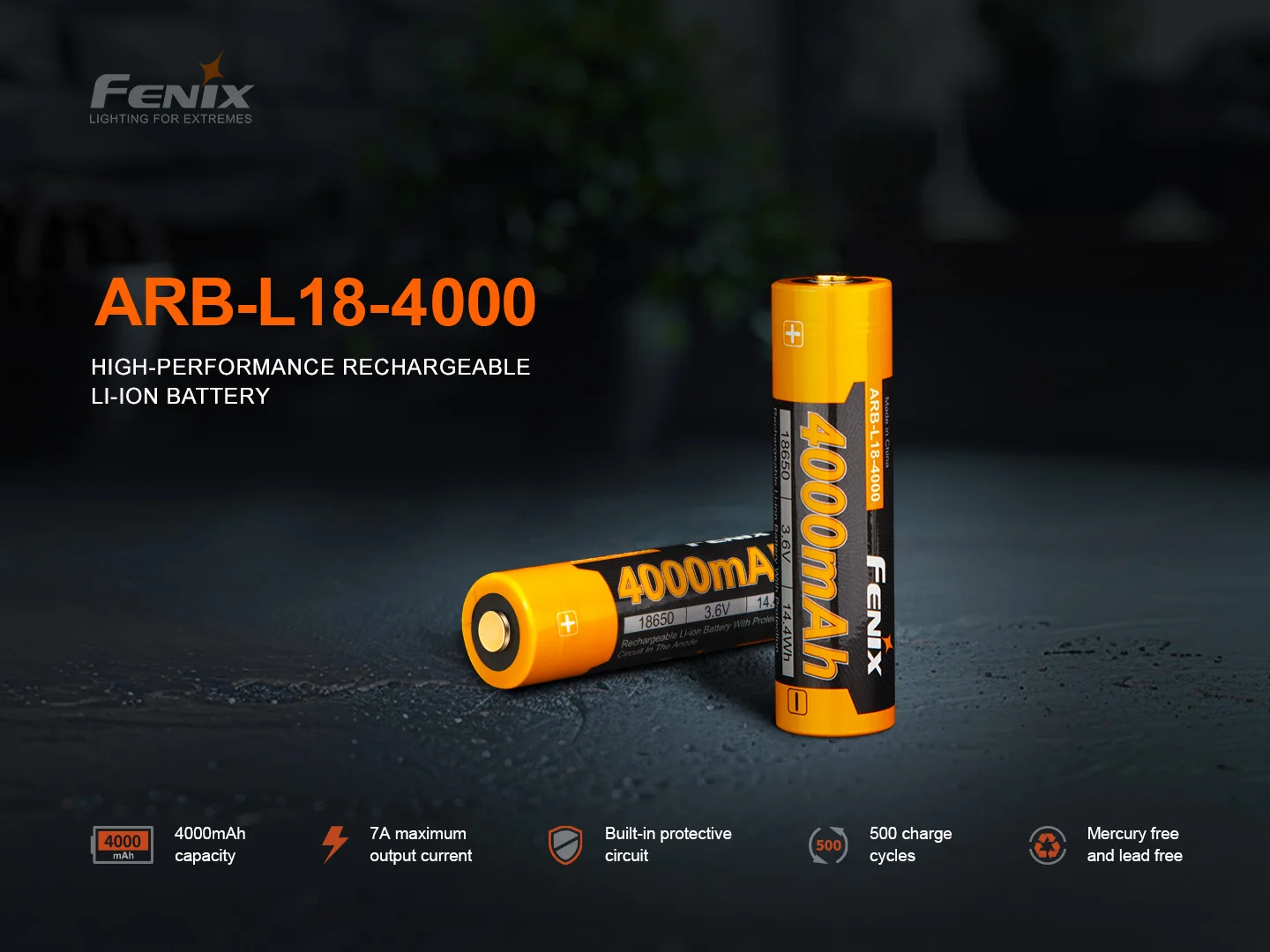 Fenix ARB-L18-4000 4000mAh 3.6V 18650 Rechargeable Li-ion Battery