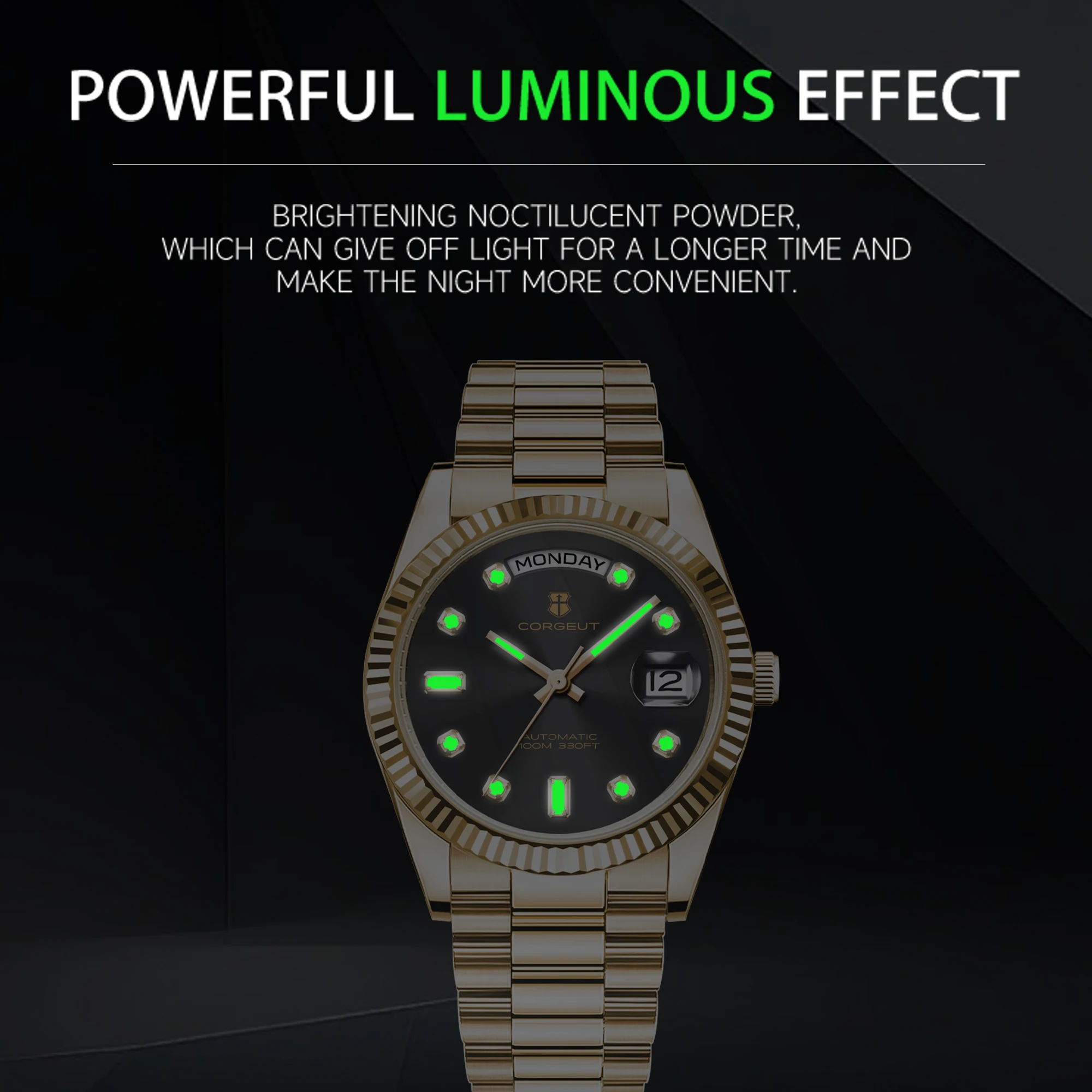 Custom Logo Watch Automatic 36/39MM Men's Watch Sapphire ST1644 Gold Luxury Waterproof Diving Watch for Men Corgeut