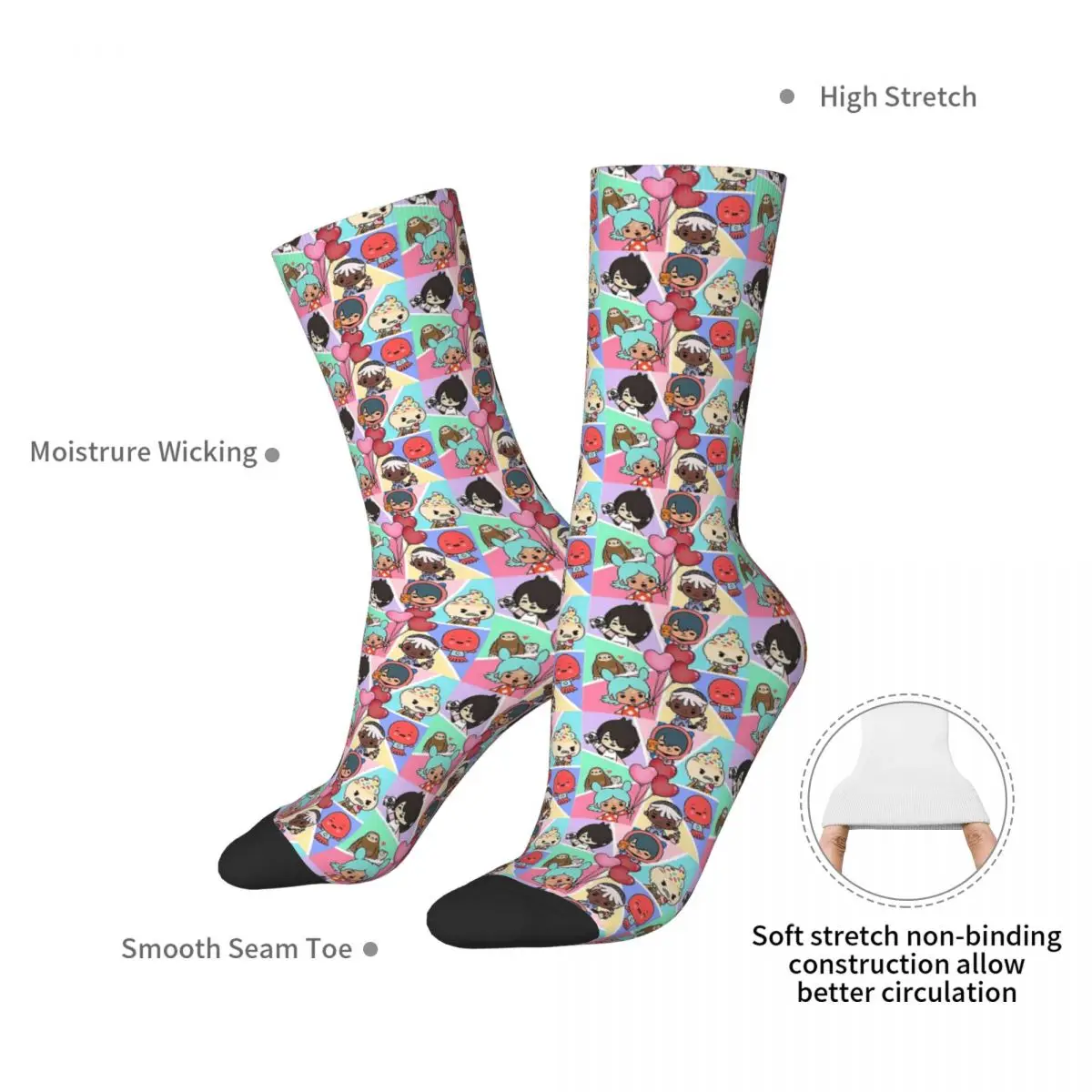 Toca Squad - Toca Boca - Toca Boca Kunstdruck Erwachsene Socken, Unisex socken, männer Socken frauen Socken