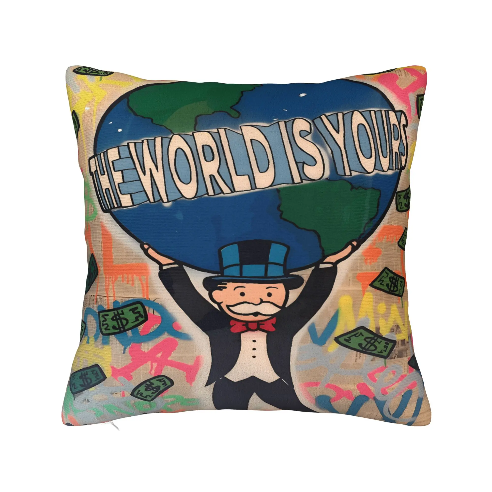 Monopolys Money Dance Pillow Cover  Graphic Cushion Cover Cute Funny Pillow Case For Office Car Home Decor