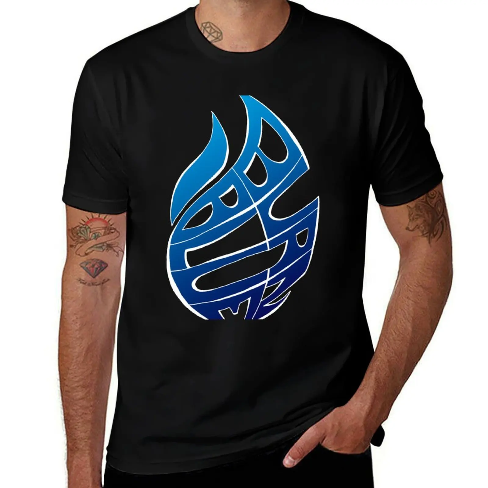 Blue Flames (White) T-Shirt Outdoor Working T-Shirt