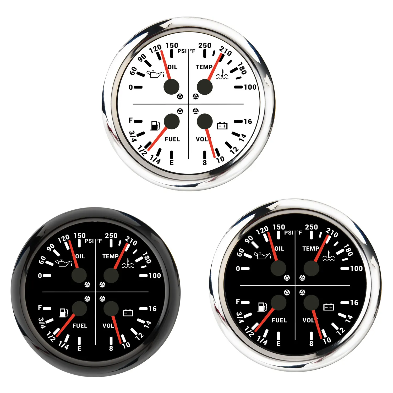 

Водонепроницаемый датчик уровня топлива 110 мм, датчик давления масла 4 в 1, вольтметр температуры воды со световой сигнализацией для автомобиля, лодки, яхты