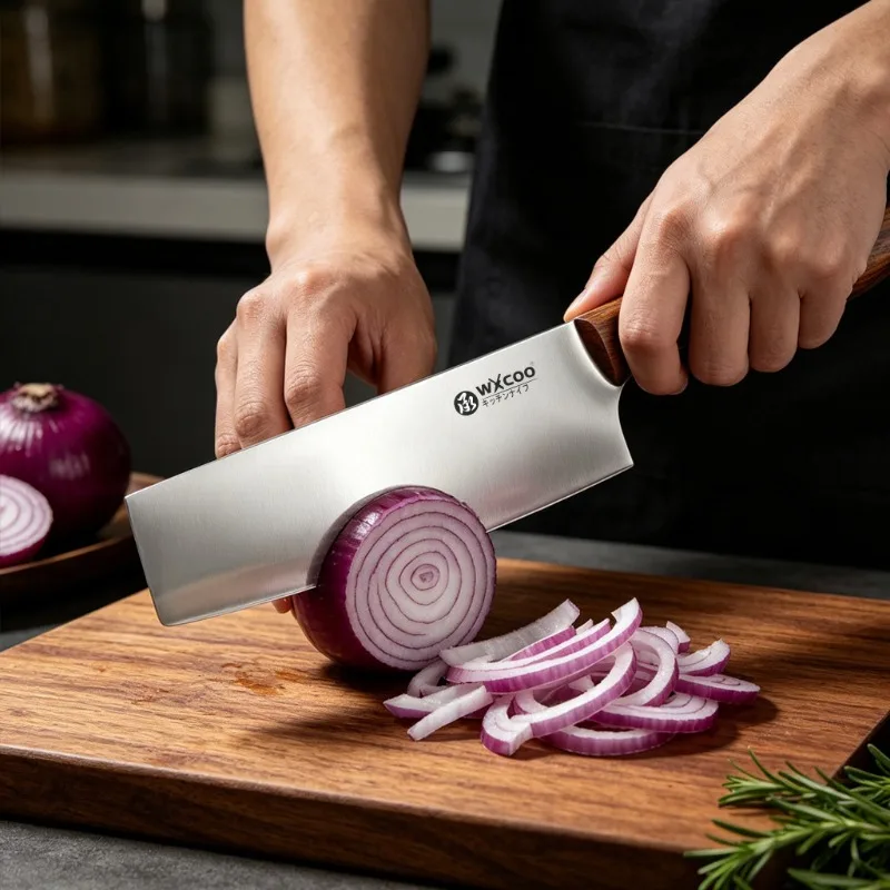 Professional Kitchen Knife Stainless Steel Chef Knife Scissor Multi Purpose Fruit Slicing Vegetable Peeler Knife Wooden Handle