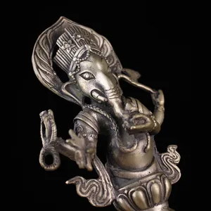 Tibet tapınağı koleksiyonu, bronz, altın ve gümüş, Ganesh, Buda, Fil Zenginlik Tanrısı, Muska Vajra Phurp, ibadet için bir alan 13 Pirinçten 6 büyük satış kütüğü-no. 2