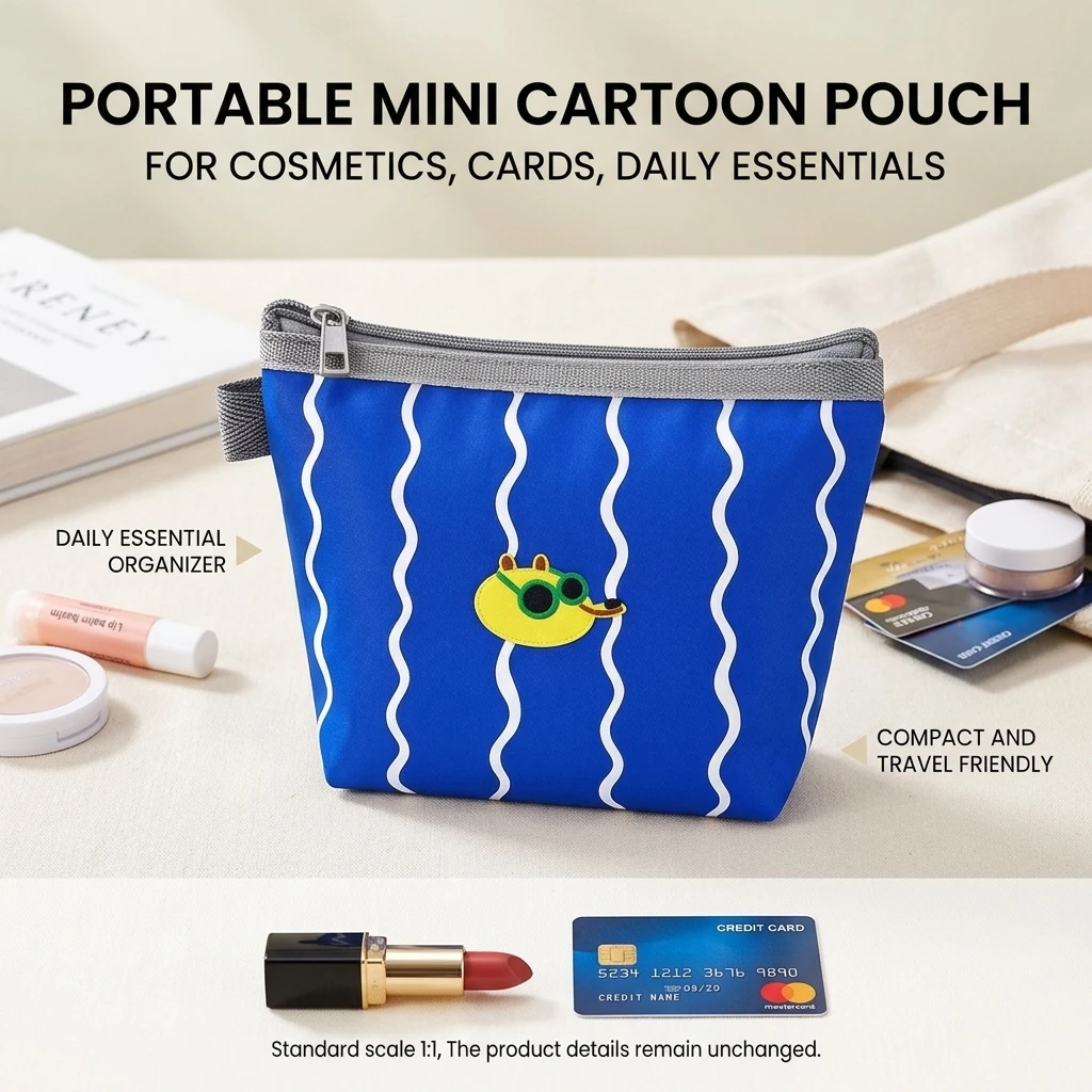 Cosmetic Bag Waterproof Nylon Makeup Pouch Multi-compartment Organizer For Travel Use Student School Stationery Storage Pouch
