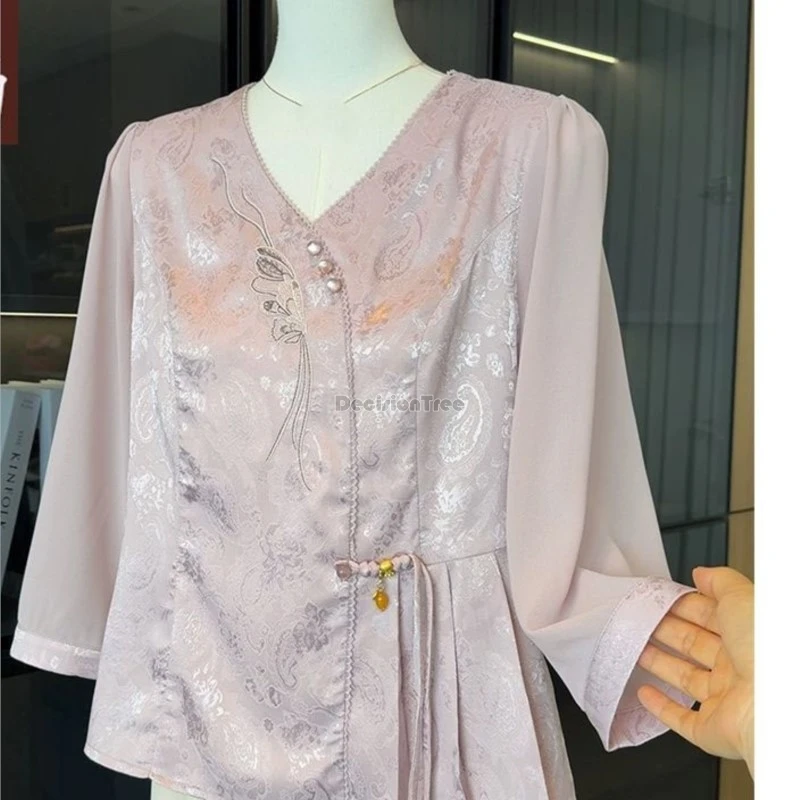 2026 creative female summer breathable top women's chinese style retro buckle top female simple ancient jacquard tang suit top