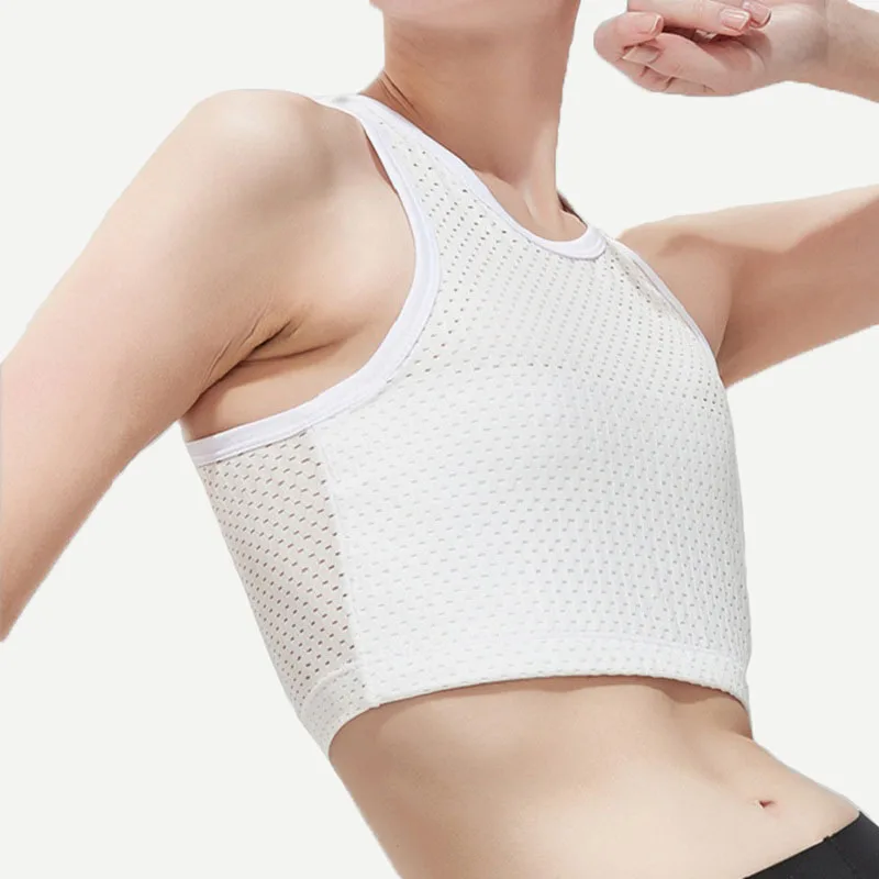 Mesh Corset Female Bandage Lesbian Binder Tank Tube Top Underwear Shock-Proof Sport Vest Breathable Female Flat Chest Slim S-4Xl