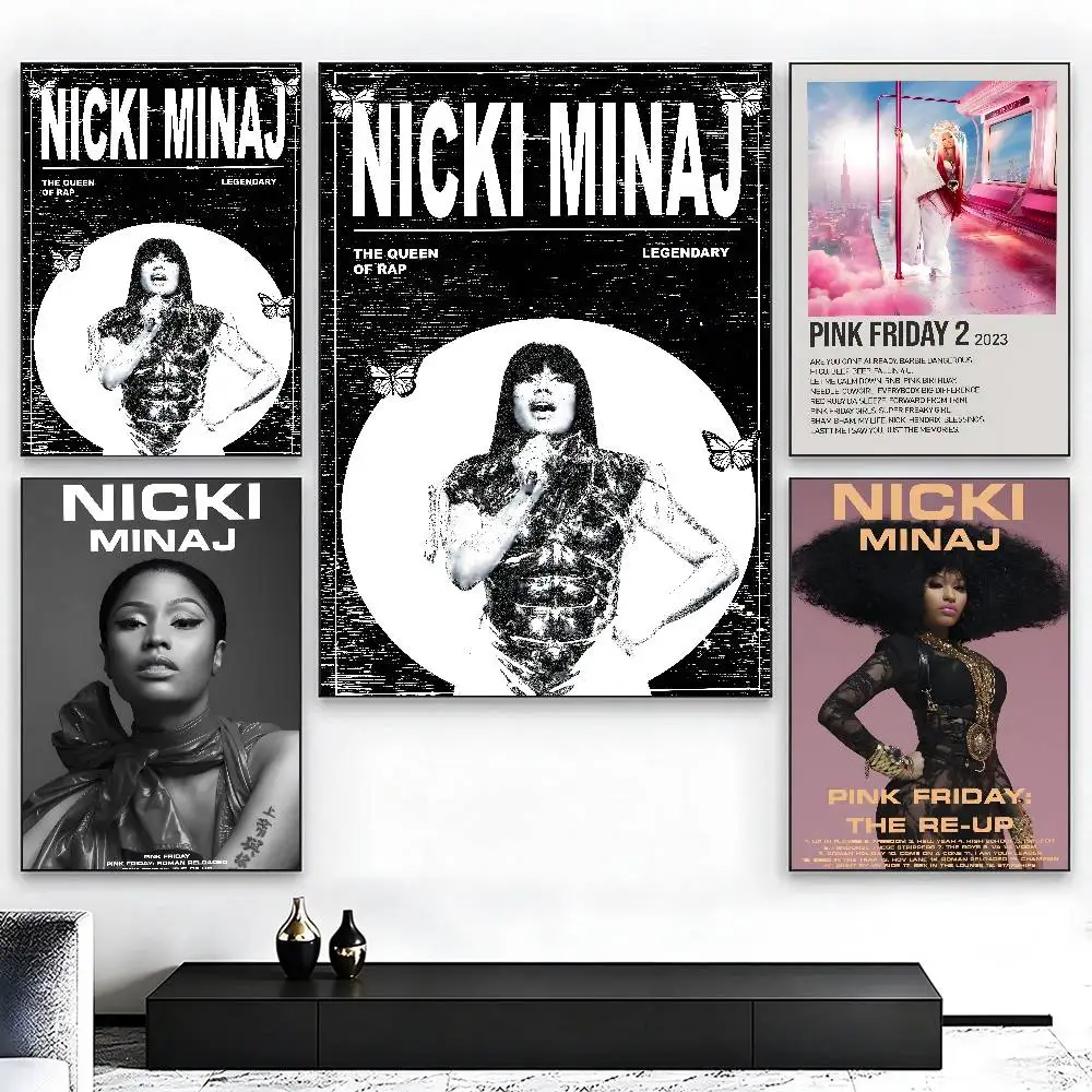 Rapper Singer N-nicki Minaj Poster Self-adhesive Art Waterproof Paper Sticker Coffee House Bar Room Wall Decor