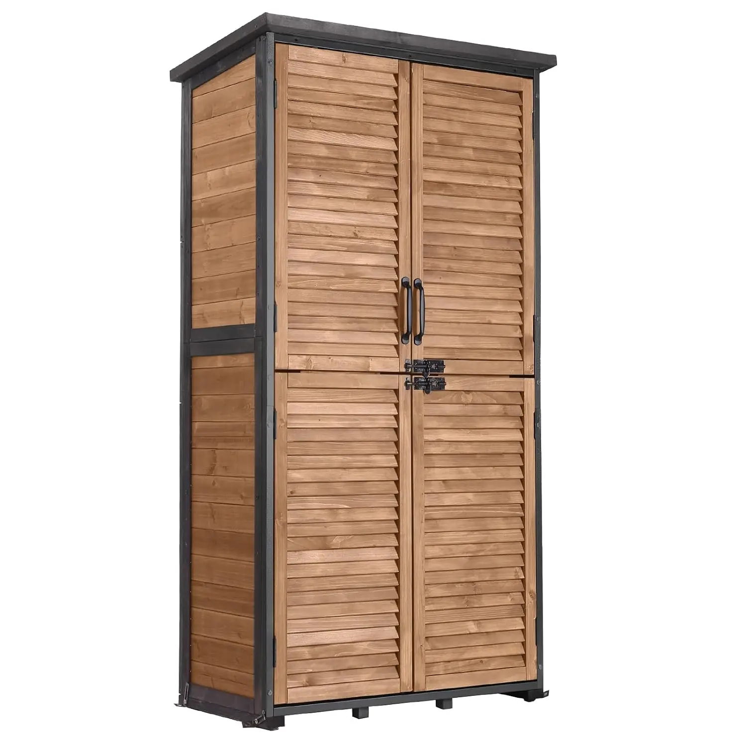 Outdoor Storage Cabinet Metal Frame Durable Shed Floor Adjustable Shelves Waterproof Garden Tool Shed, Customized