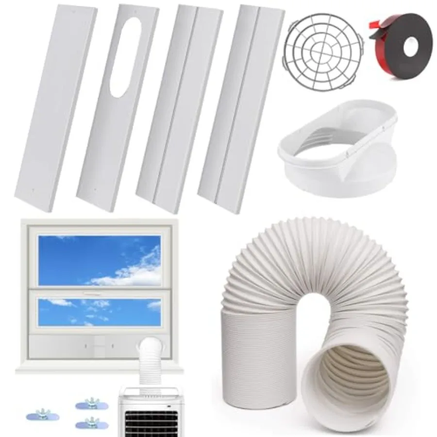

Portable Air Conditioner Window Vent Kit with 5.9" AC Exhaust Hose and Coupler, Adjustable Sliding Window Kit 59 Inch Length Ho