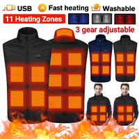 11 Area Heated Vest Stand Collar Winter Thermal Waistcoat USB Electric Heated Jackets Men Women Heating Vest for Outdoor Sports