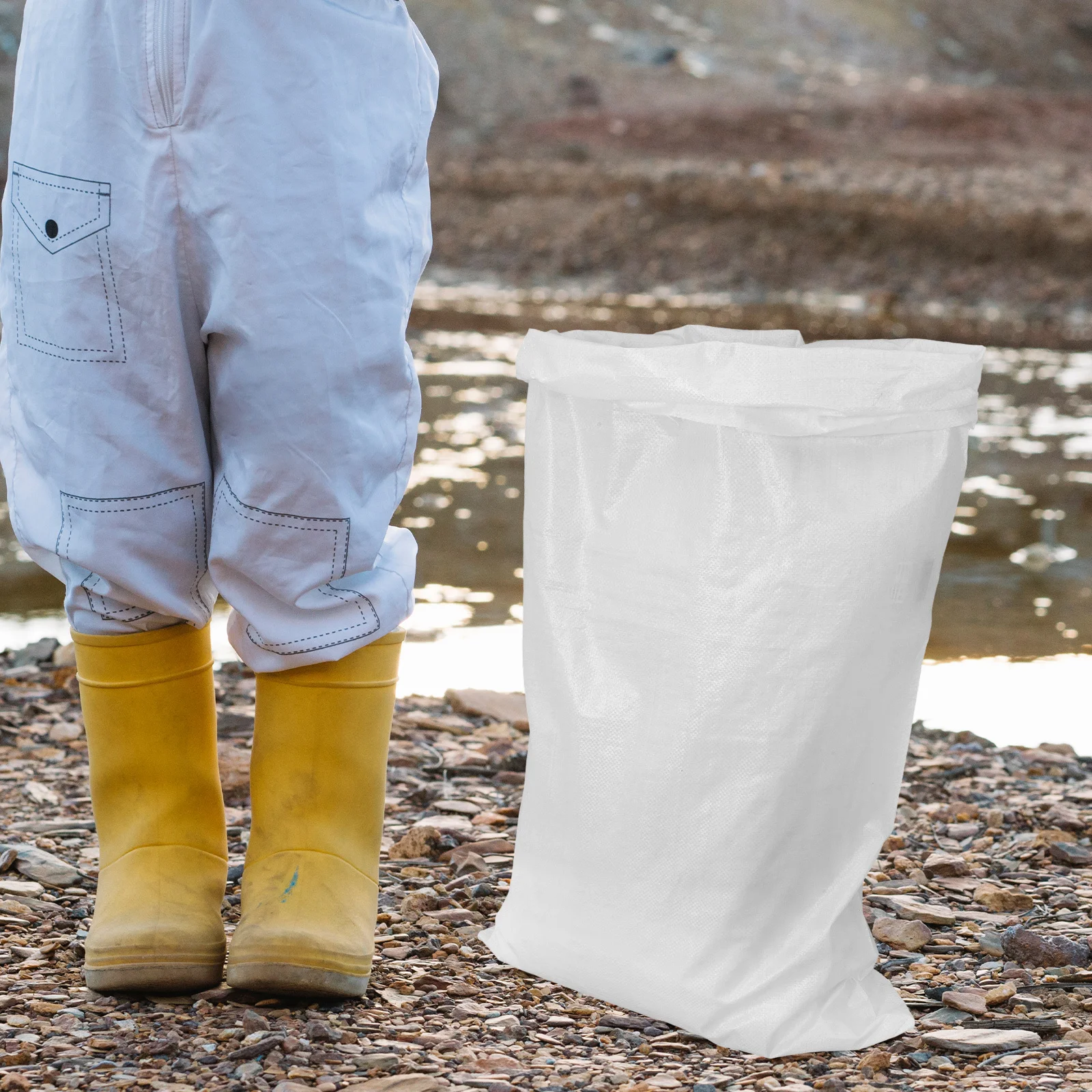 20 قطعة أكياس الرمل حماية الفيضانات الثقيلة المنسوجة أكياس الرمل الفارغة سعة كبيرة حاجز الفيضانات مقاوم للماء أكياس تخزين يندبروف