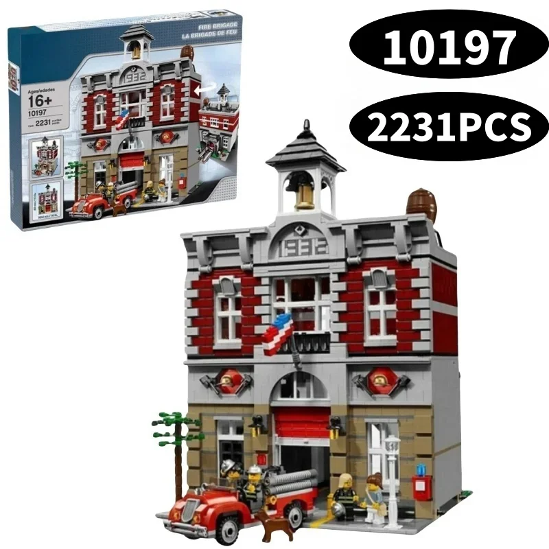 Miniso Disney Compatible with 10197 60216 fire station buildings, urban building blocks, bricks, children's toys, gifts