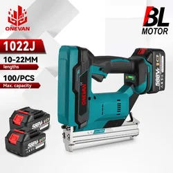 ONEVAN 2Gear Brushless Electric Nail Gun 1022J U Nailer Cordless Stapler Nailer Wookworking Tool For Makita 18V Battery Pin