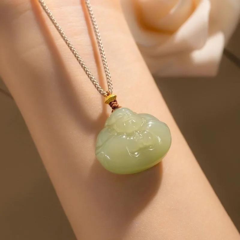 

Подвеска-обнимашка Будды из натурального сапфира, изысканное и маленькое модное ожерелье, ювелирные изделия