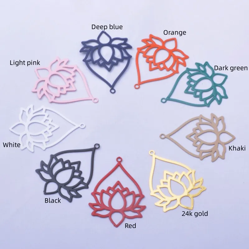 30pcs AB8425 Brass Golden Lotus Charms