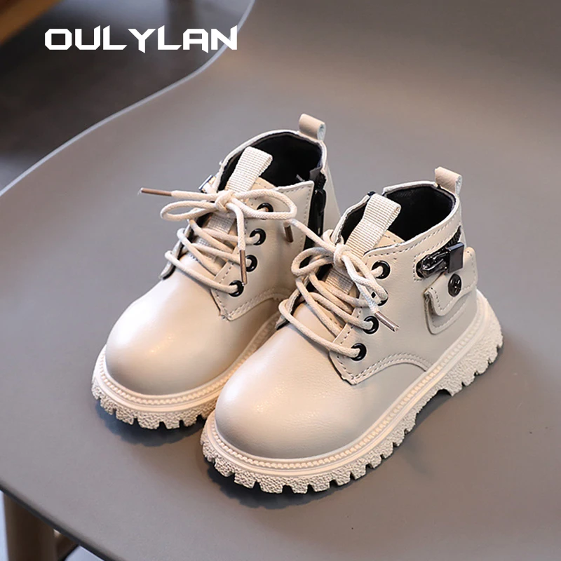 

Autumn and Winter New Girl Boots Children's Soft Sole Leather Boots Baby Shoes Low Barrel Short Boots Boys' Shoes