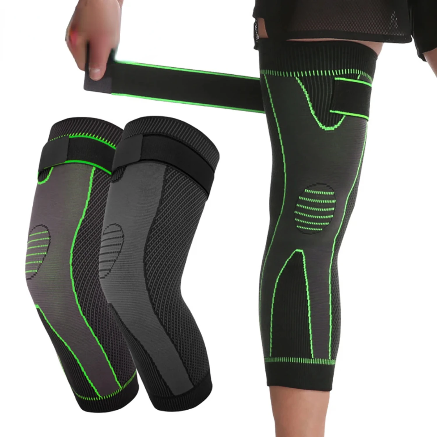 1 STKS Compressie Knie Ondersteuning Pads Verlengen Streep Sport Mouw Protector Elastische Lange Kneepad Brace Volleybal Running been Hond