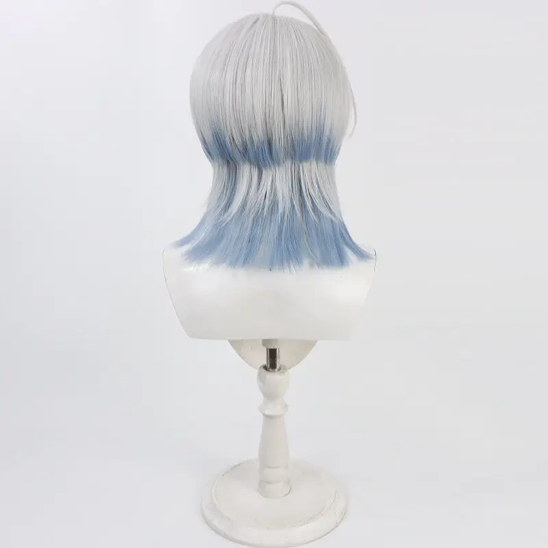 Kuki Masamune Cosplay Wig Touken Ranbu Gray Blue Short Heat Resistant Synthetic Hair Halloween Party Role Play Carnival Wig Cap view 5