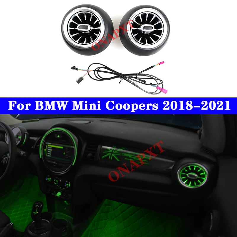 

Авто для BMW Mini Coopers 2018-2021 светодиодный автомобиль, устанавливаемое на вентиляционное отверстие в салоне автомобиля турбины выпускное сопло 12 Цвета Световой окружающей среды светильник атмосфера неоновая лампа