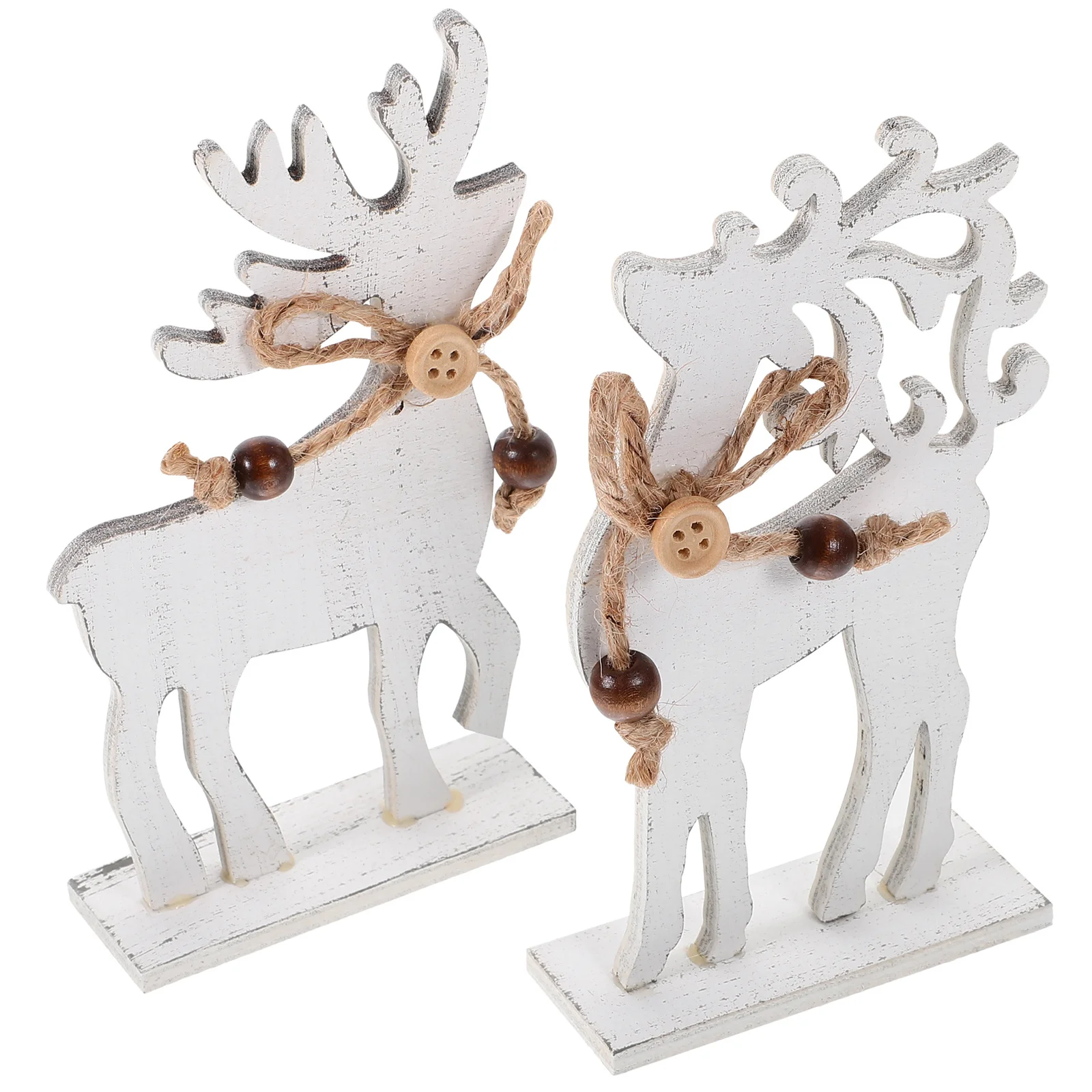 

2Pcs Reindeer Christmas Decor Rustic Wood Deer Sculpture for Desktop Wine Cabinet Entranceway Room Decoration Gift