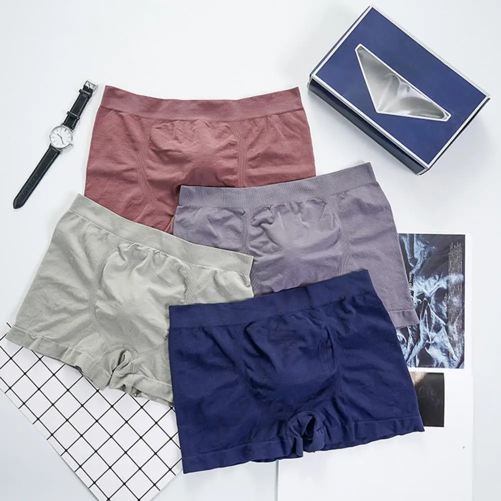 Fashionable Boxers Briefs Soft Solid Color Underwear Quick Dry Boxer Briefs  Men Boxers Anti-septic