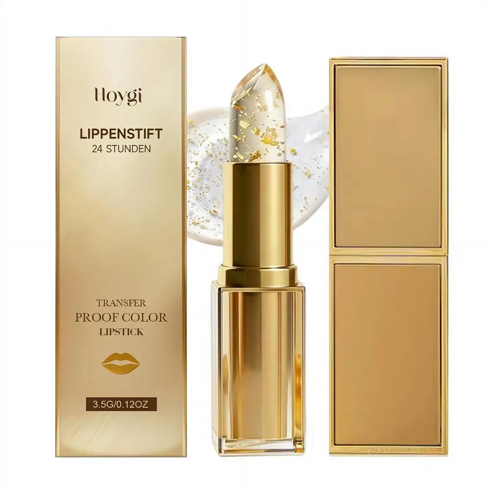 Gold-Kristall-Lippenstift, Folien-Lippenbalsam, weicher, natürlicher Farblipgloss, leicht feuchtigkeitsspendende Textur, feuchtigkeitsspendend, nicht fettig, reduziert Lippenlinien – Detail 2