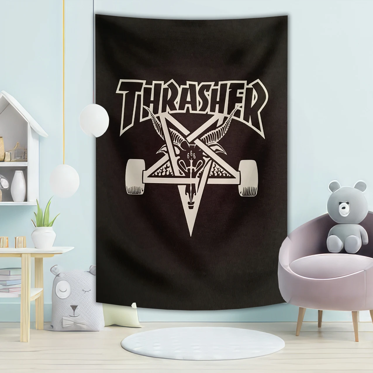 90 x150cm Thrasher Tapestry Polyester Printed Skate Banner For Decor Tapestry bohemian decor wall tapestry sakura