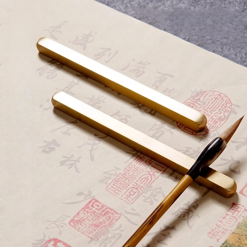 Brass Calligraphy Paperweight Paper Press Chinese Calligraphy Ink Painting Student Book Press Brush Rest Study Desk Ornament Set
