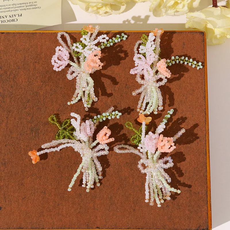 Side Clip Shoe Charm 1 Piece Handcrafted Sweet Spring Floral Bunch Fresh Girly Versatile Decor for Clear Crystal Sandals