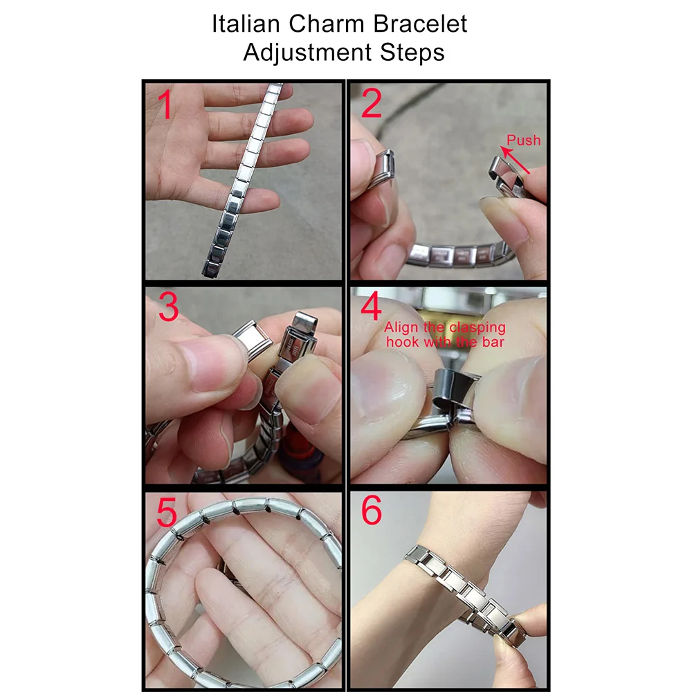 URING Trendige Herz-Liebes-Kirsch-Italienische Charms-Verbindung 9mm Armband Edelstahl DIY Schmuckherstellung Modeschmuck für Frauen Geschenk für Frauen – Detail 9