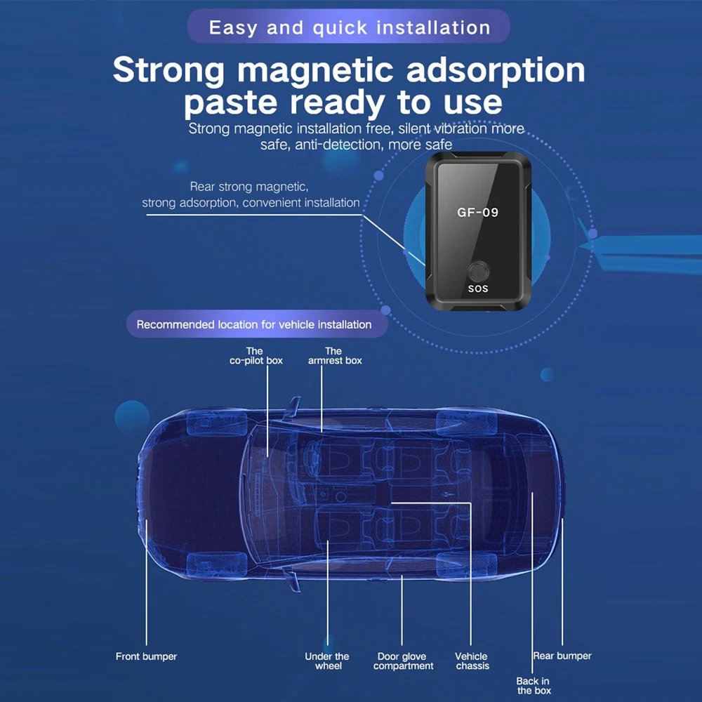 Мини GF09 GPS трекер сильный магнитный противоугонный автомобильный WIFI детектор позиционирования управление встроенный аккумулятор защита забора LBS приложение