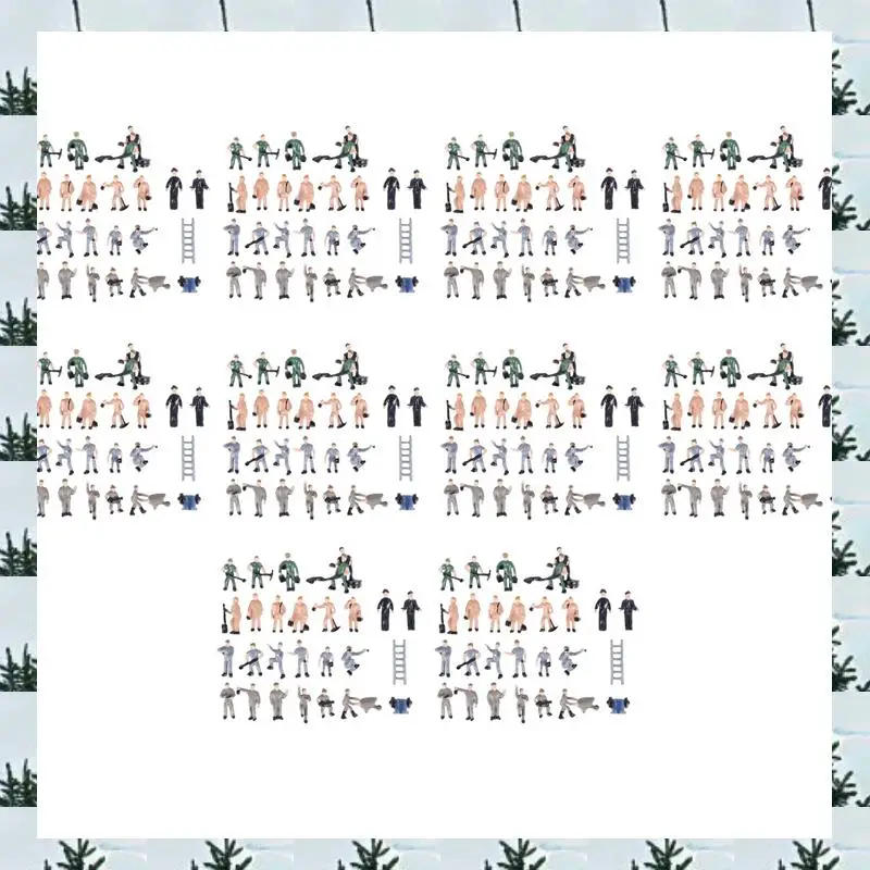 ABLG 250Pcs 1:87 Figurines Painted Figures Miniatures Of Railway Workers With Bucket And Ladder