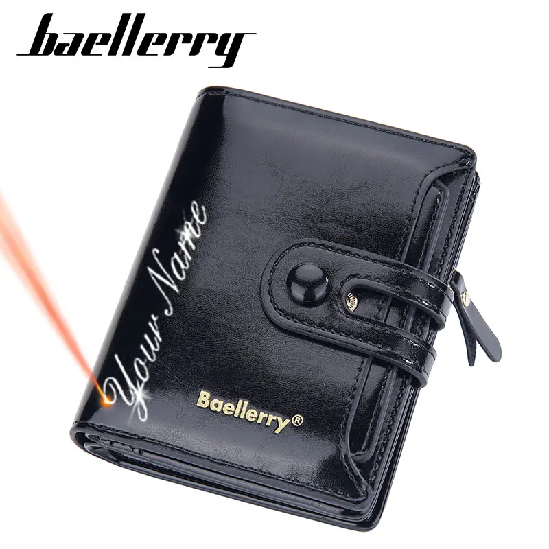 

Baellerry New Women Short Wallets Name Customized Coin Pocket Zipper Card Holder Female Purse Quality PU Leather Women's Wallet