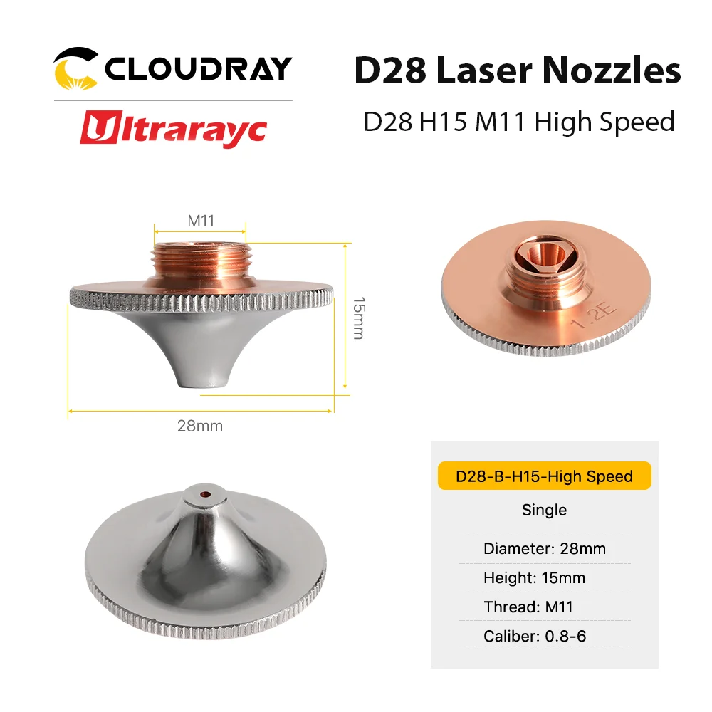 Ultrarayc Cho Precitec Laser Noozles PT-F Cao Tốc Độ Cắt Lõi Đôi Lớp Noozle D28 H15 M11 Cho Sợi Cắt Laser đầu